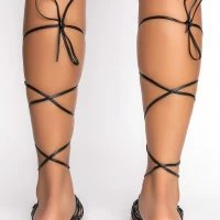 AZALEA WANG TAKE ME ON A VACATION FLAT SANDAL IN BLACK -Sewing Down South shop azalea wang take me on a vacation flat sandal in black black 4 4