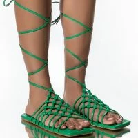 AZALEA WANG TAKE ME ON A VACATION FLAT SANDAL IN GREEN -Sewing Down South shop azalea wang take me on a vacation flat sandal in green green 1 1 c1