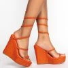 AZALEA WANG TAKE ME TO THE COSMO WEDGE SANDAL IN ORANGE