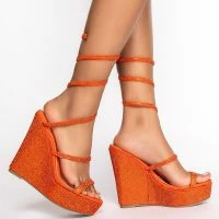 AZALEA WANG TAKE ME TO THE COSMO WEDGE SANDAL IN ORANGE