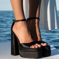 AZALEA WANG TALK ABOUT IT CHUNKY SANDAL IN BLACK -Sewing Down South shop azalea wang talk about it chunky sandal in black black 1 1 c1
