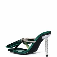 AZALEA WANG TATUM BOW SANDAL IN GREEN -Sewing Down South shop azalea wang tatum bow sandal in green green 4 4 c1