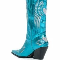 AZALEA WANG TEMPLE METALLIC BOOTIE IN BLUE -Sewing Down South shop azalea wang temple metallic bootie in blue blue 4 4