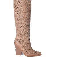 AZALEA WANG TEXAS EMBELLISHED WESTERN BOOT IN NUDE -Sewing Down South shop azalea wang texas embellished western boot in nude beige 2 2 c1