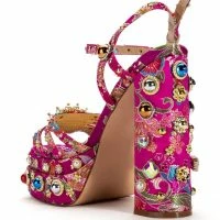 AZALEA WANG THE GLAM LIFE FOR ME STRAPPY EMBELLISHED CHUNKY SANDAL IN PINK -Sewing Down South shop azalea wang the glam life for me strappy embellished chunky sandal in pink pink 4 4