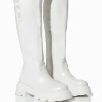 AZALEA WANG THERE SHE GOES FLATFORM BOOT IN WHITE