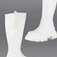 AZALEA WANG THERE SHE GOES FLATFORM BOOT IN WHITE -Sewing Down South shop azalea wang there she goes flatform boot in white white 1 1 c1
