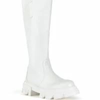 AZALEA WANG THERE SHE GOES FLATFORM BOOT IN WHITE -Sewing Down South shop azalea wang there she goes flatform boot in white white 3 3