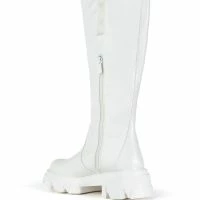 AZALEA WANG THERE SHE GOES FLATFORM BOOT IN WHITE -Sewing Down South shop azalea wang there she goes flatform boot in white white 4 4