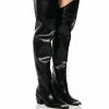AZALEA WANG THIGH HIGH WESTERN BOOT IN BLACK