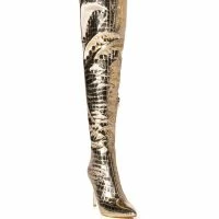 AZALEA WANG THRILLER OVER THE KNEE STILETTO BOOT IN GOLD -Sewing Down South shop azalea wang thriller over the knee stiletto boot in gold gold 3 3