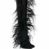 AZALEA WANG TORNADO FEATHER KNEE HIGH BOOT -Sewing Down South shop azalea wang tornado feather knee high boot black 3 3