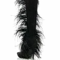 AZALEA WANG TORNADO FEATHER KNEE HIGH BOOT -Sewing Down South shop azalea wang tornado feather knee high boot black 4 4