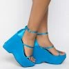 AZALEA WANG TOUCH THE SKY WEDGE SANDAL IN BLUE
