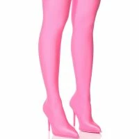 AZALEA WANG STAR STRETCH NEW LEVEL THIGH HIGH STILETTO BOOT IN PINK