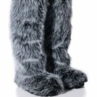 AZALEA WANG TUNDRA FURRY OVER THE KNEE BOOTS IN GRAY