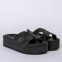 AZALEA WANG TURN IT UP FLATFORM SANDAL IN BLACK -Sewing Down South shop azalea wang turn it up flatform sandal in black black 4 4