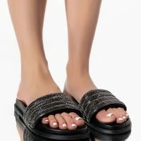 AZALEA WANG UNWIND WITH ME FLAT SANDAL IN BLACK -Sewing Down South shop azalea wang unwind with me flat sandal in black black 1 1 c1