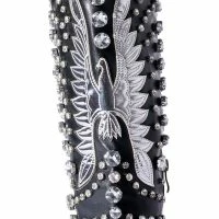 AZALEA WANG UPBEAT RHINESTONE EMBELLISHED WESTERN BOOT IN BLACK -Sewing Down South shop azalea wang upbeat rhinestone embellished western boot in black black 5 5