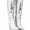AZALEA WANG UPBEAT RHINESTONE EMBELLISHED WESTERN BOOT IN WHITE