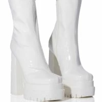 AZALEA WANG VIPER PATENT BOOTIE IN WHITE