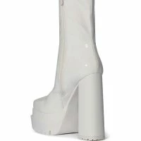AZALEA WANG VIPER PATENT BOOTIE IN WHITE -Sewing Down South shop azalea wang viper patent bootie in white white 4 4