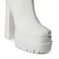 AZALEA WANG VIPER PATENT BOOTIE IN WHITE -Sewing Down South shop azalea wang viper patent bootie in white white 5 5
