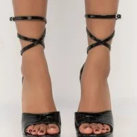 AZALEA WANG WAKE THE NEIGHBORS CHUNKY SANDAL IN BLACK CROC -Sewing Down South shop azalea wang wake the neighbors chunky sandal in black croc black croc 3 3