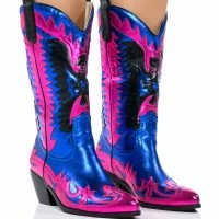 AZALEA WANG WAY METALLIC BOOT IN BLUE