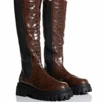 AZALEA WANG WE OUTSIDE FLATFORM BOOT IN BROWN