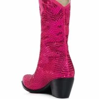 AZALEA WANG WELLINGTON EMBELLISHED WESTERN BOOTIE IN FUCHSIA -Sewing Down South shop azalea wang wellington embellished western bootie in fuchsia fuchsia 4 4