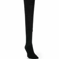 AZALEA WANG YOUR FRIENDS ARE TAKING YOU OUT THIGH HIGH SEXY HEEL SUEDE BOOT IN BLACK -Sewing Down South shop azalea wang your friends are taking you out thigh high sexy heel suede boot in black black suede 3 3