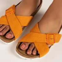 BIRKENSTOCK NARROW FIT SIENNA RUSSET ORANGE SUEDE SANDAL -Sewing Down South shop birkenstock sienna russet orange suede sandal orange 5 5