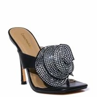 BOUQUET BLACK FLOWER SANDAL -Sewing Down South shop bouquet black flower sandal black 3 3