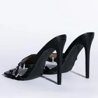 BUCKLE UP STILETTO MULE SANDAL IN BLACK -Sewing Down South shop buckle up stiletto mule sandal in black black 5 5