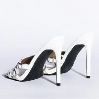 BUCKLE UP STILETTO MULE SANDAL IN WHITE -Sewing Down South shop buckle up stiletto mule sandal in white white 5 5