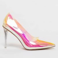 CAPE ROBBIN HOLOGRAPHIC PVC STILETTO PUMP -Sewing Down South shop cape robbin holographic pvc stiletto pump ice 3 3