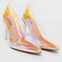 CAPE ROBBIN HOLOGRAPHIC PVC STILETTO PUMP -Sewing Down South shop cape robbin holographic pvc stiletto pump ice 4 4