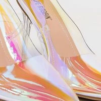 CAPE ROBBIN HOLOGRAPHIC PVC STILETTO PUMP -Sewing Down South shop cape robbin holographic pvc stiletto pump ice 6 6