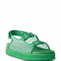 CORTA EMBELLISHED FLAT SANDAL IN GREEN -Sewing Down South shop corta embellished flat sandal in green green 3 3