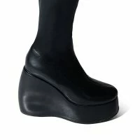 DARCY BLACK WEDGE BOOT -Sewing Down South shop darcy black wedge boot black 5 5