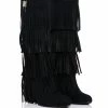 DIXIE FRINGE WEDGE BOOT IN BLACK