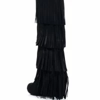 DIXIE FRINGE WEDGE BOOT IN BLACK -Sewing Down South shop dixie fringe wedge boot in black black 4 4