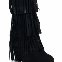 DIXIE FRINGE WEDGE BOOT IN BLACK -Sewing Down South shop dixie fringe wedge boot in black black 5 5