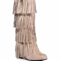 DIXIE FRINGE WEDGE BOOT IN KHAKI -Sewing Down South shop dixie fringe wedge boot in khaki khaki 3 3
