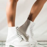 DR. MARTENS 1460 WHITE MONO SMOOTH ANKLE BOOTS