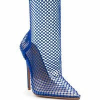 FEELIN GOOD RHINESTONE MESH BOOTIE IN BLUE -Sewing Down South shop feelin good rhinestone mesh bootie in blue blue 3 3