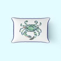 Sewing Down South Outdoor King Crab Lumbar Pillow With Navy