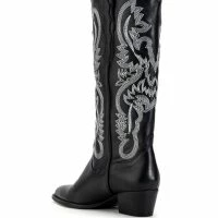 GENUINE LEATHER IGGY METALLIC WESTERN STYLE BELOW THE KNEE BOOT IN BLACK -Sewing Down South shop iggy metallic western style below the knee boot in blackwhite black 4 4