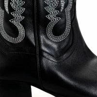 GENUINE LEATHER IGGY METALLIC WESTERN STYLE BELOW THE KNEE BOOT IN BLACK -Sewing Down South shop iggy metallic western style below the knee boot in blackwhite black 5 5
